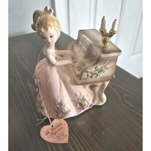 Vintage Josef Originals Tammy Girl Girl Pink Dress Rotating Piano Music Box